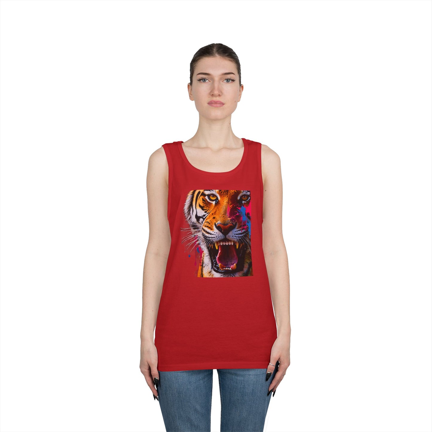 Bold Tiger Graphic Unisex Tank Top, Summer Attire, Animal Lover Gift, Fitness Shirt, Inspirational Apparel, Birthday Present