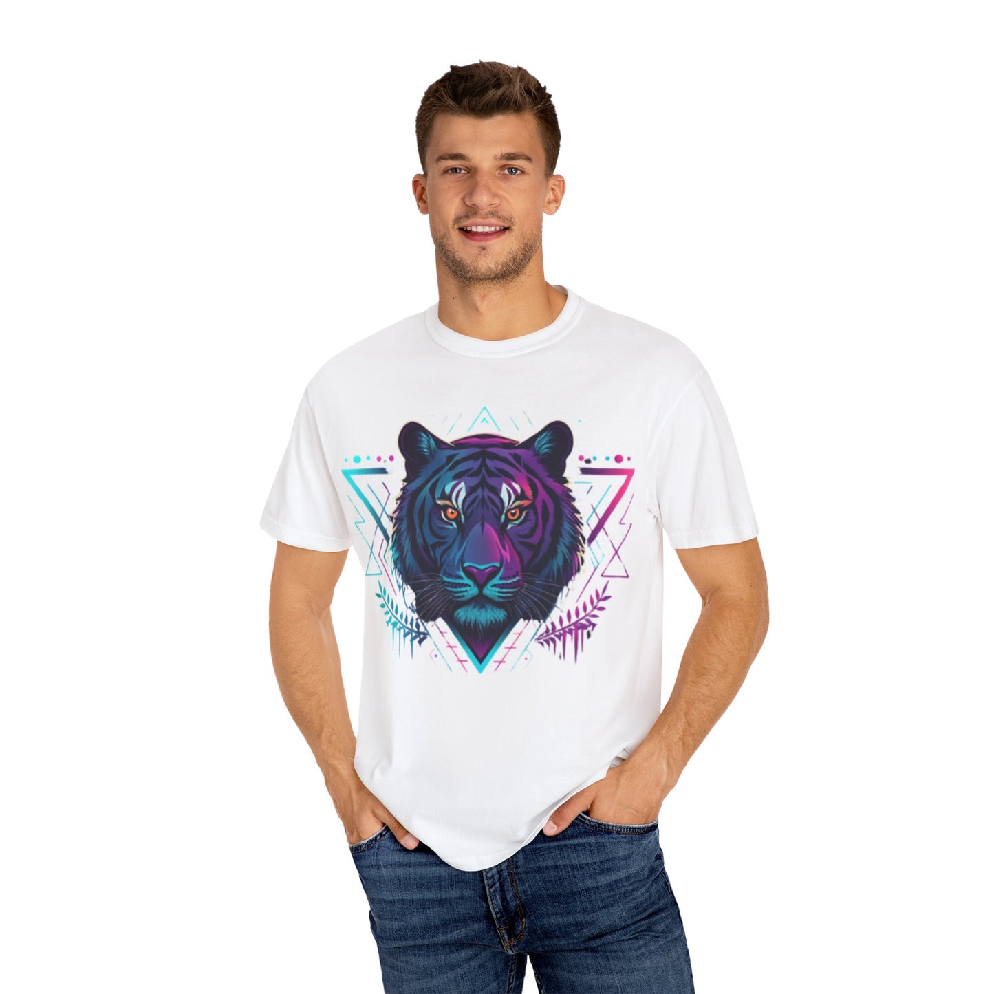 Vibrant Tiger Graphic Tee, Unisex Nature Lover Shirt, Festival Wear, Plus-Size Apparel, Eco-Friendly Gift