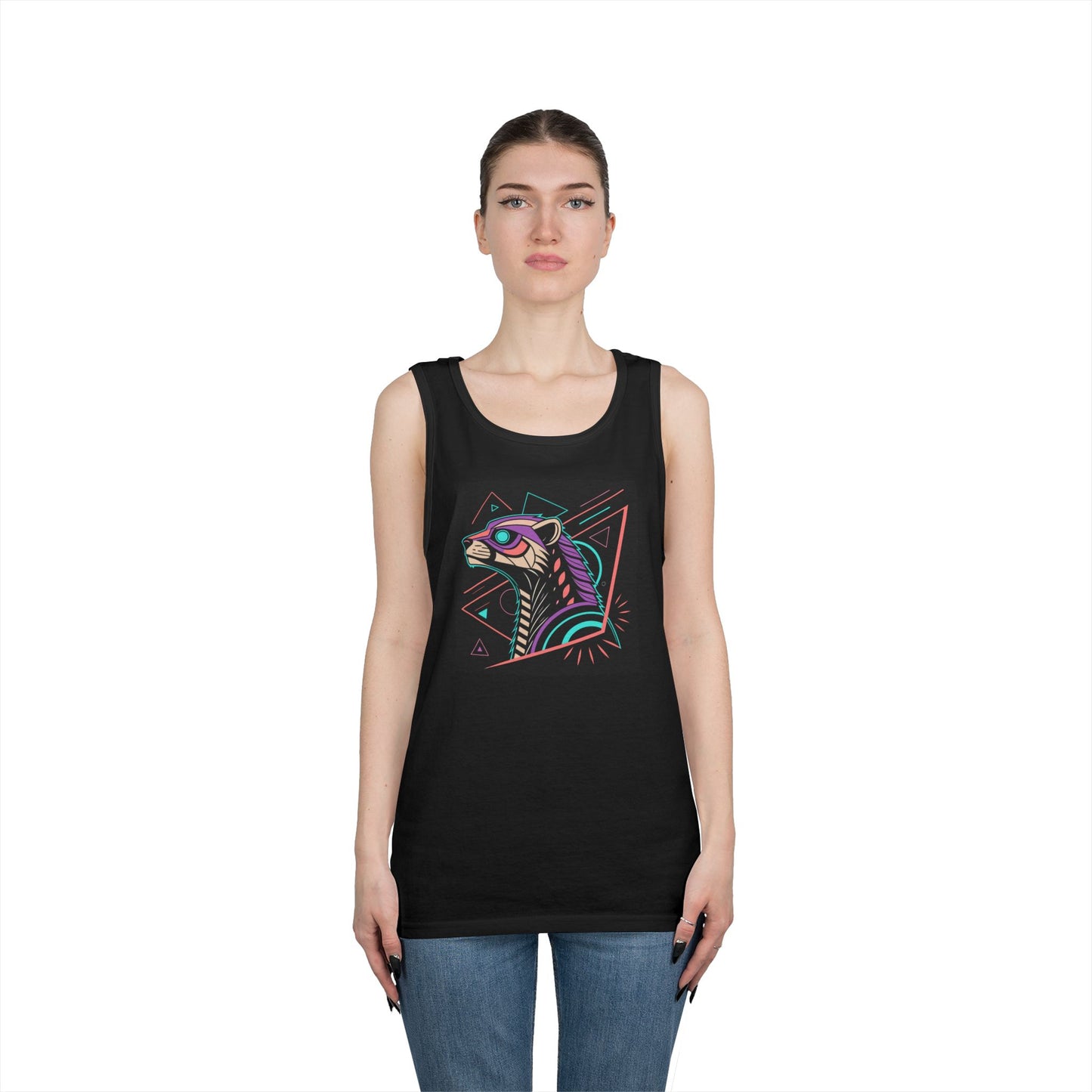 Vibrant Graphic Tank Top, Unisex Heavy Cotton Sleeveless Shirt, Festival Wear, Casual Summer Style, Unique Gift Idea