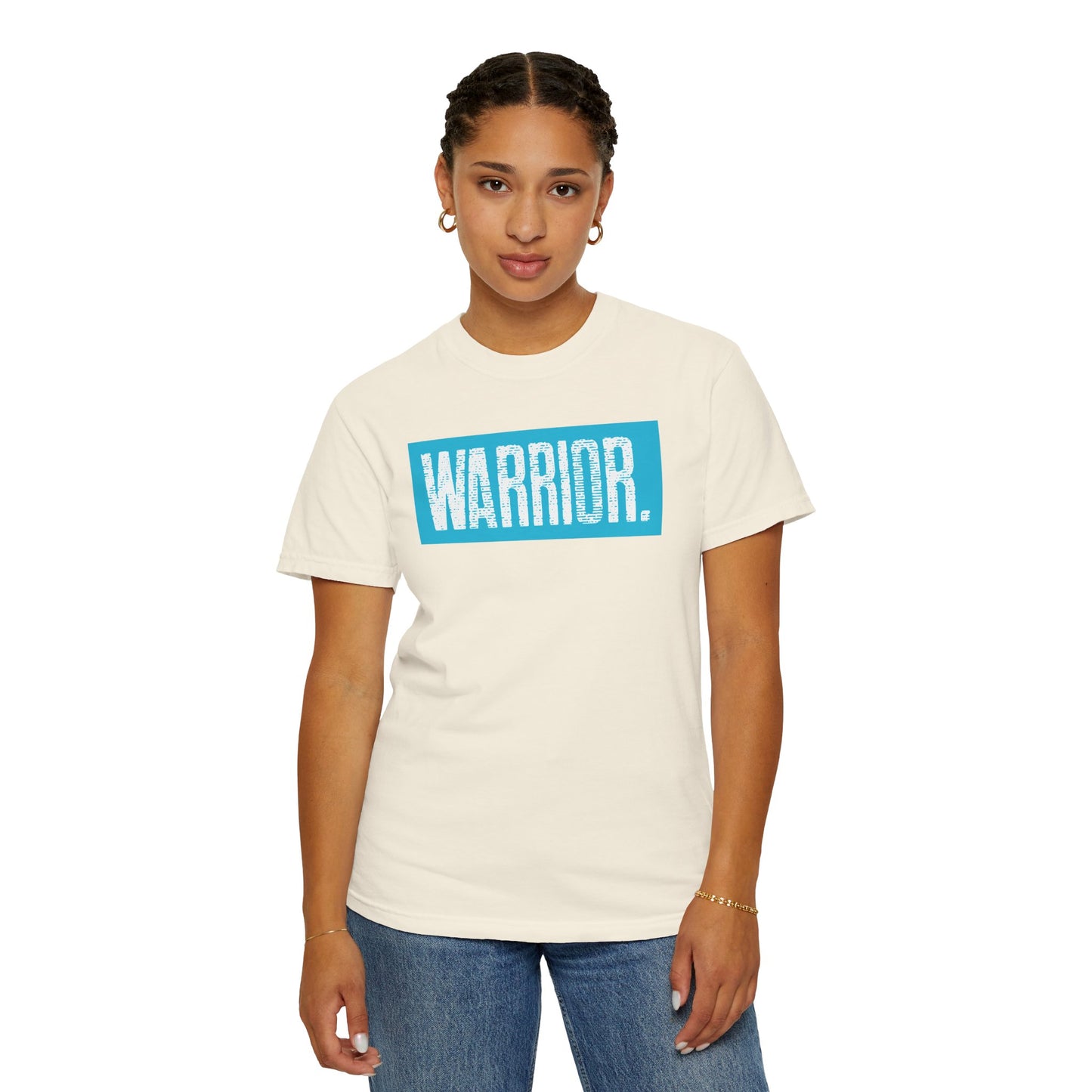 Warrior Graphic T-Shirt — Bold Blue Box Logo Tee