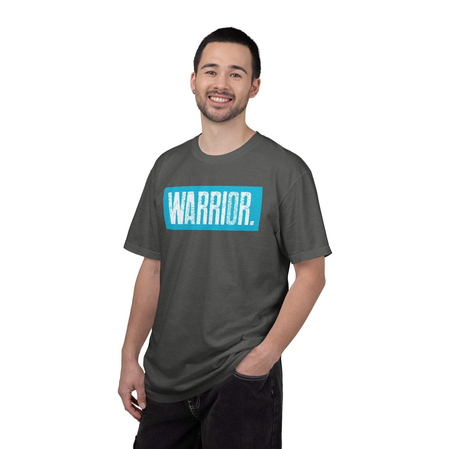Warrior Graphic T-Shirt — Bold Blue Box Logo Tee