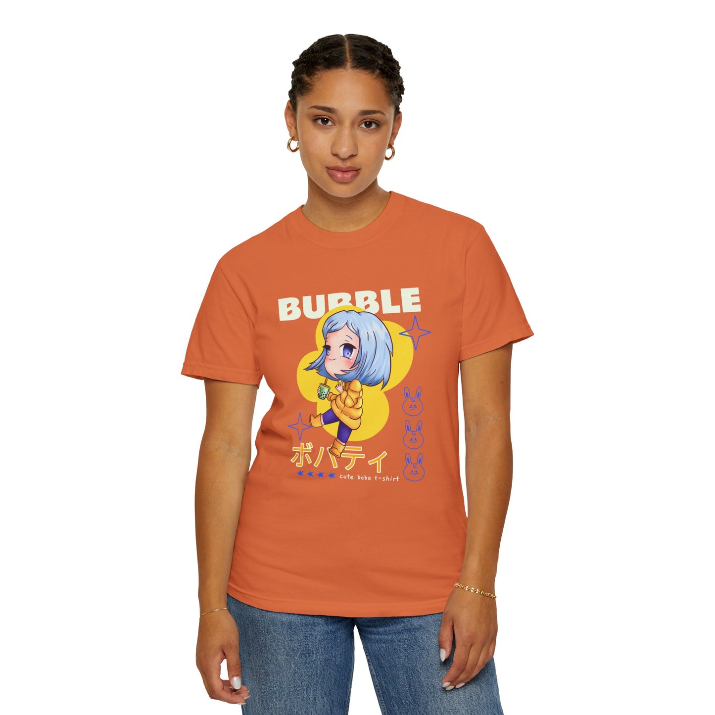 Boba Tea Anime Girl T‑Shirt — Cute Kawaii Graphic Tee with Japanese Text