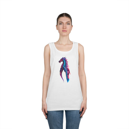 Dragon Art Unisex Heavy Cotton Tank Top, Casual Wear, Summer Fashion, Festival Outfit, Gift for Dragon Lovers