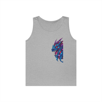 Fierce Lion Graphic Tank Top, Unisex Heavy Cotton Sleeveless Tee, Festival Wear, Summer Style, Gift for Animal Lovers