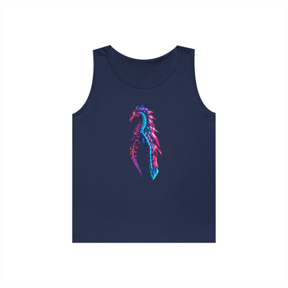 Dragon Art Unisex Heavy Cotton Tank Top, Casual Wear, Summer Fashion, Festival Outfit, Gift for Dragon Lovers