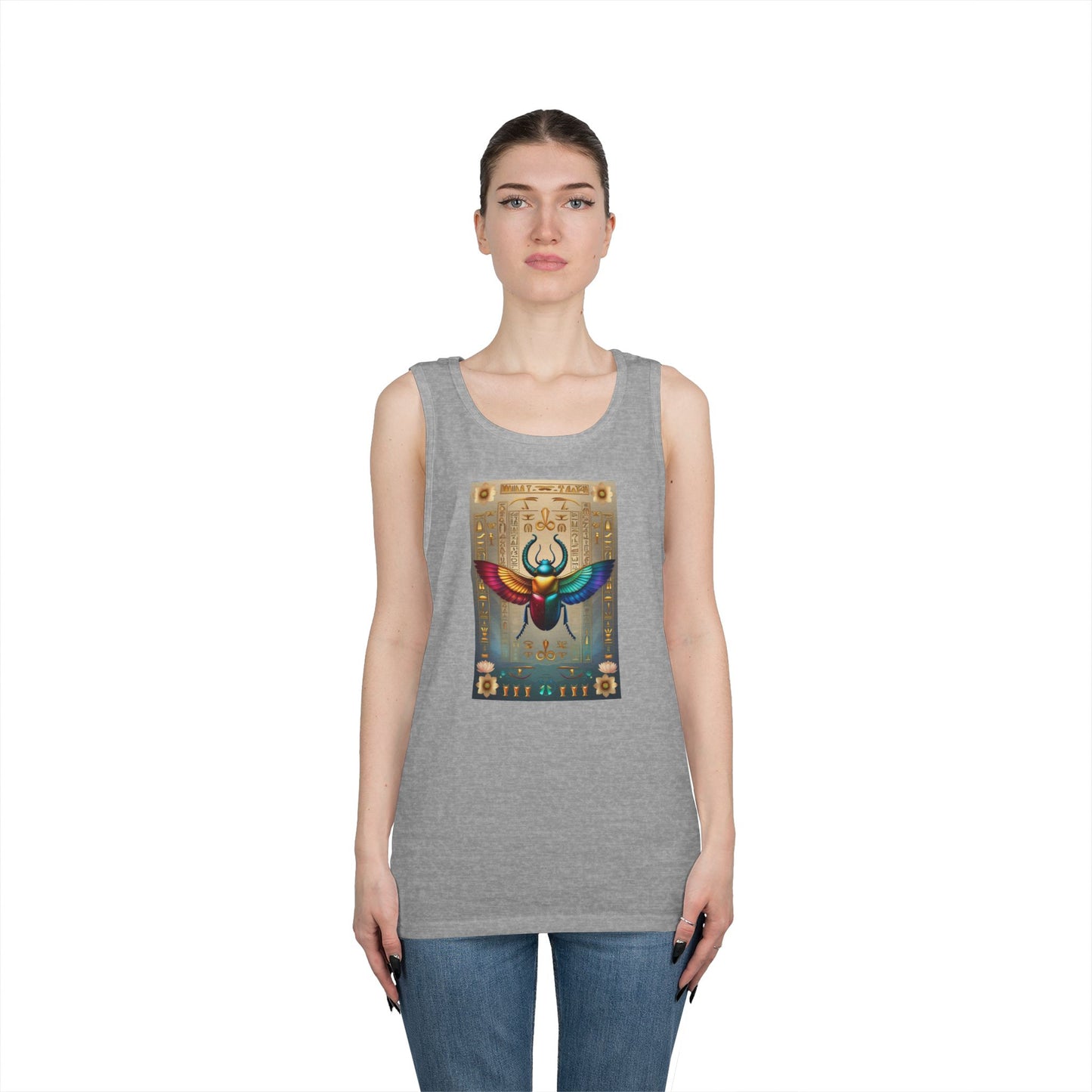 Vibrant Scarab Tank Top for Creatives, Unisex Fashion, Graphic Tees, Summer Wardrobe Essential, Unique Gift Idea