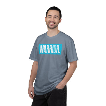 Warrior Graphic T-Shirt — Bold Blue Box Logo Tee