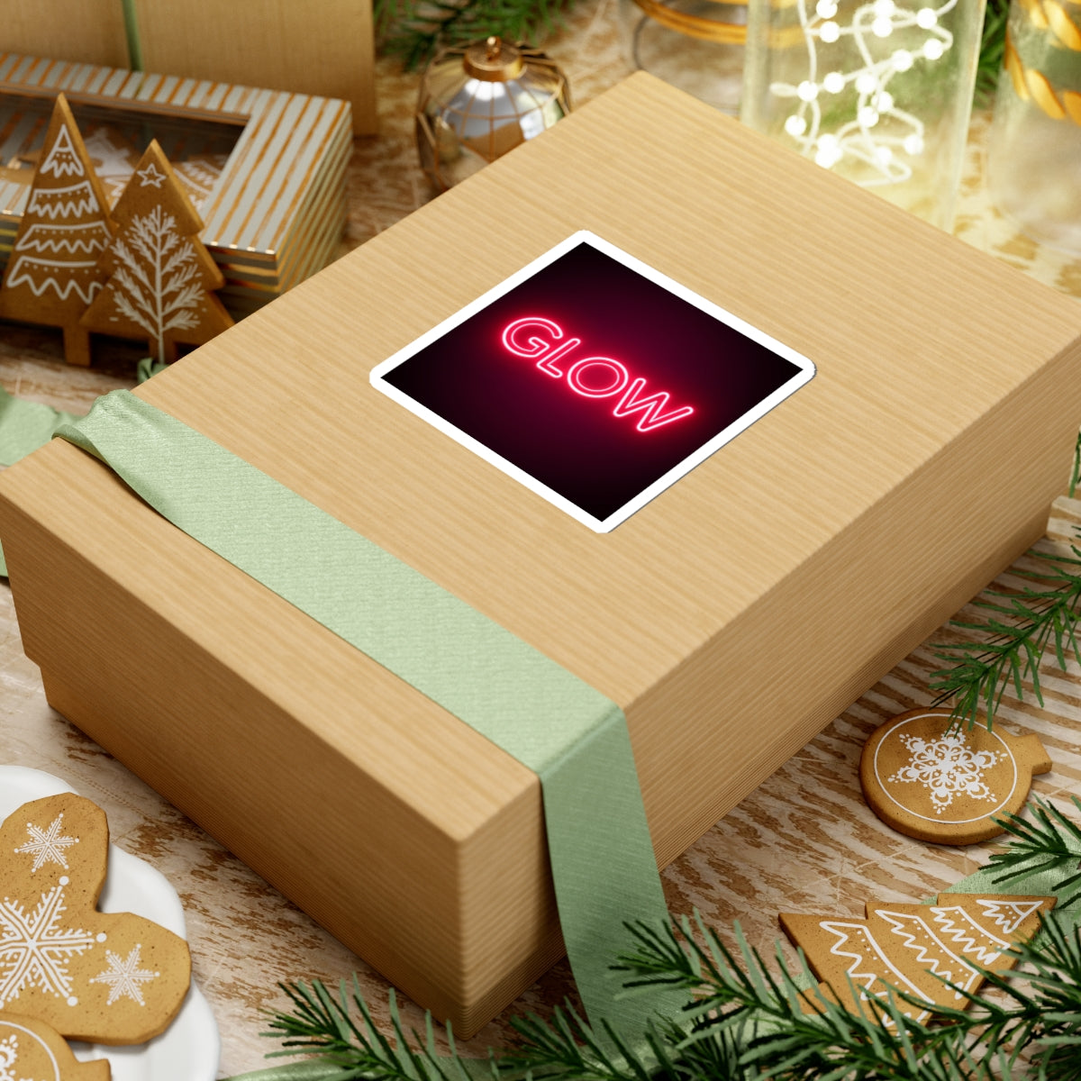 Glow Neon Sticker — Retro Pink Neon Kiss-Cut Decal for Laptops & Water Bottles