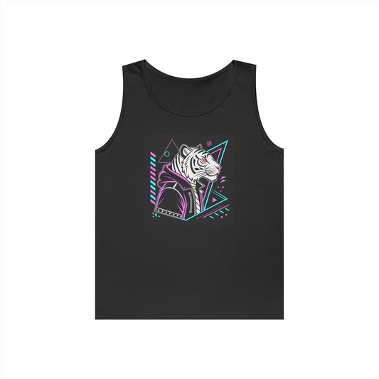 Cool Tiger Graphic Tank Top | Unisex Cotton Sleeveless Tee for Summer, Music Festivals, Beach Days, Pride, Fitness, Casual Wear