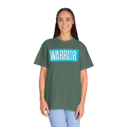 Warrior Graphic T-Shirt — Bold Blue Box Logo Tee