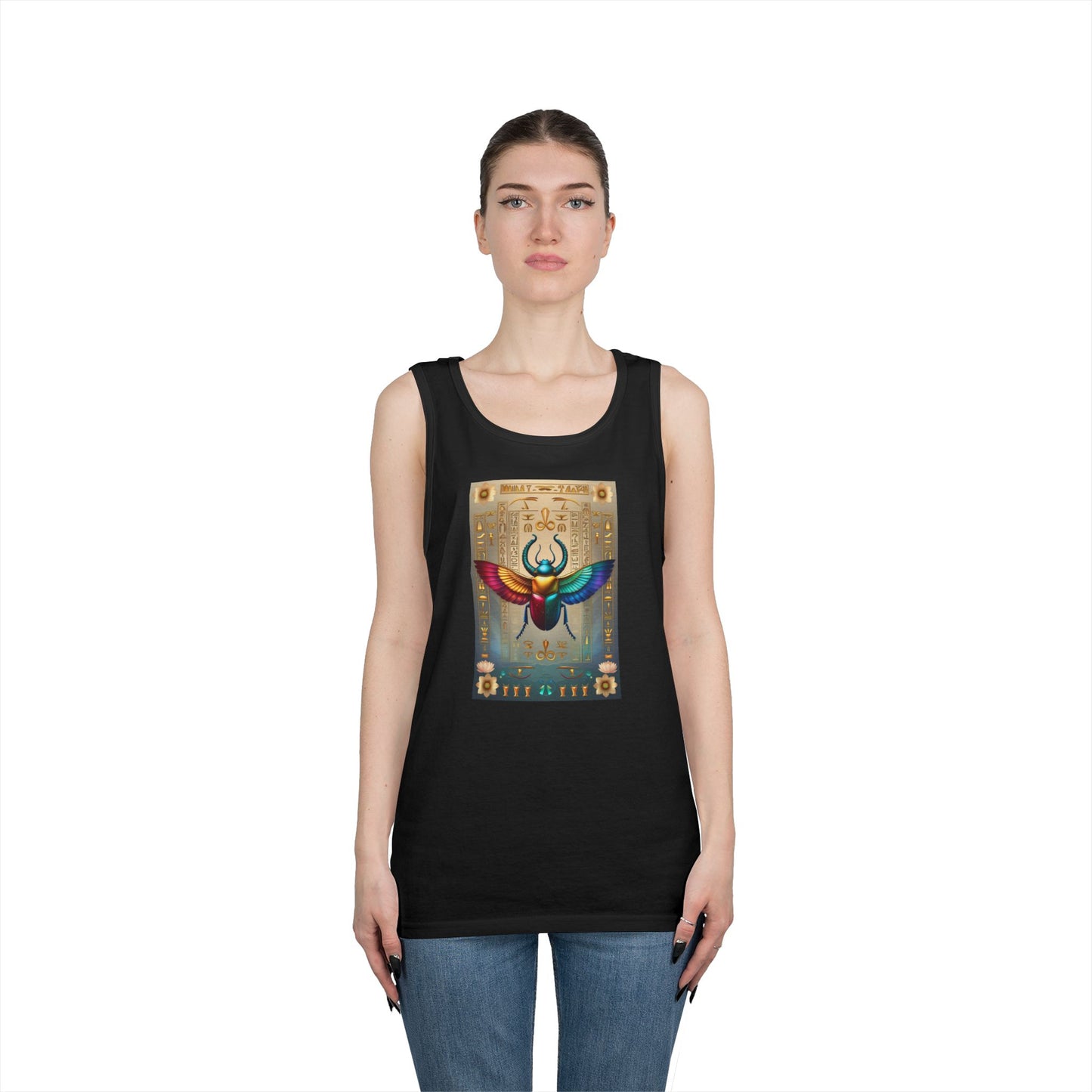 Vibrant Scarab Tank Top for Creatives, Unisex Fashion, Graphic Tees, Summer Wardrobe Essential, Unique Gift Idea