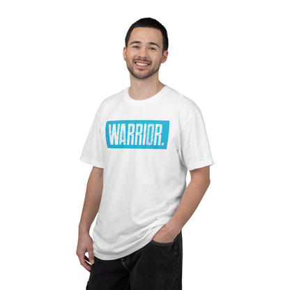 Warrior Graphic T-Shirt — Bold Blue Box Logo Tee