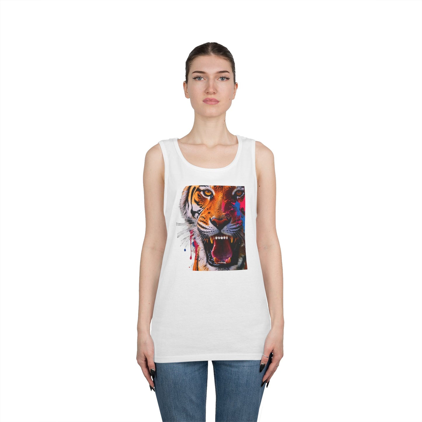 Bold Tiger Graphic Unisex Tank Top, Summer Attire, Animal Lover Gift, Fitness Shirt, Inspirational Apparel, Birthday Present
