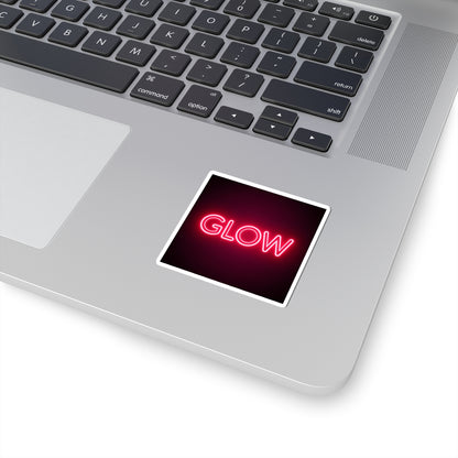 Glow Neon Sticker — Retro Pink Neon Kiss-Cut Decal for Laptops & Water Bottles