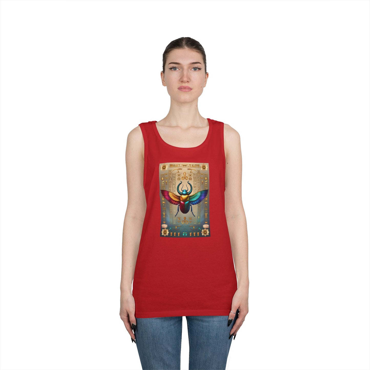 Vibrant Scarab Tank Top for Creatives, Unisex Fashion, Graphic Tees, Summer Wardrobe Essential, Unique Gift Idea