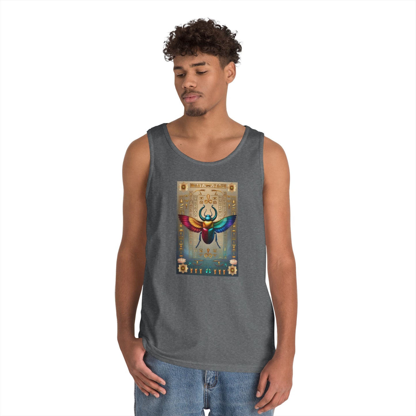 Vibrant Scarab Tank Top for Creatives, Unisex Fashion, Graphic Tees, Summer Wardrobe Essential, Unique Gift Idea