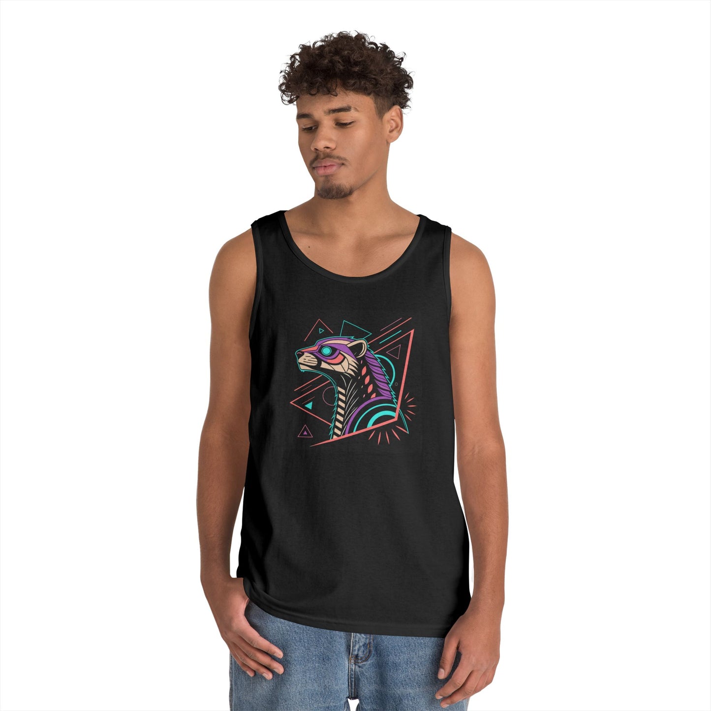 Vibrant Graphic Tank Top, Unisex Heavy Cotton Sleeveless Shirt, Festival Wear, Casual Summer Style, Unique Gift Idea