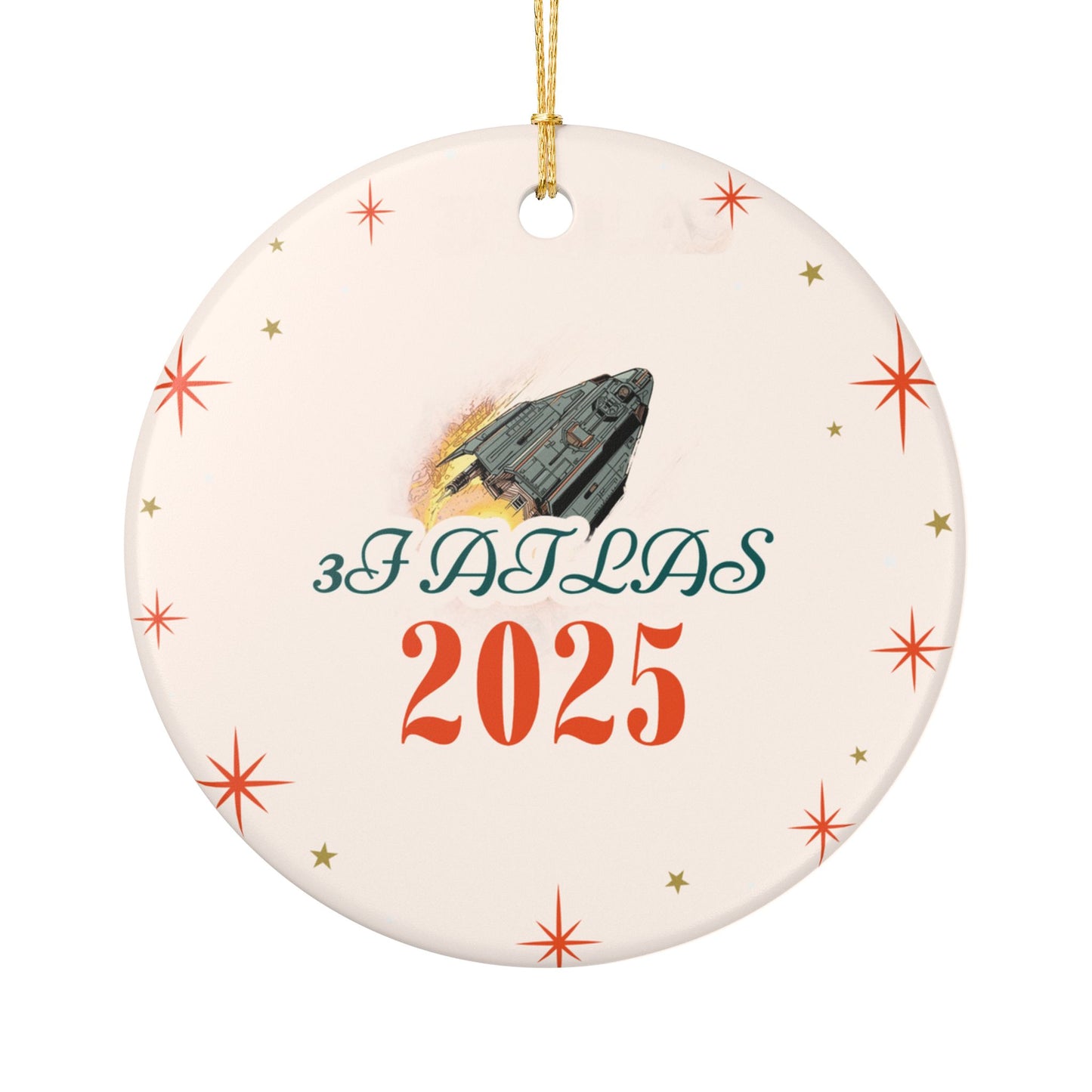 2025 Space Shuttle Ceramic Ornament – Personalized '3FATLAS 2025' Holiday Decoration