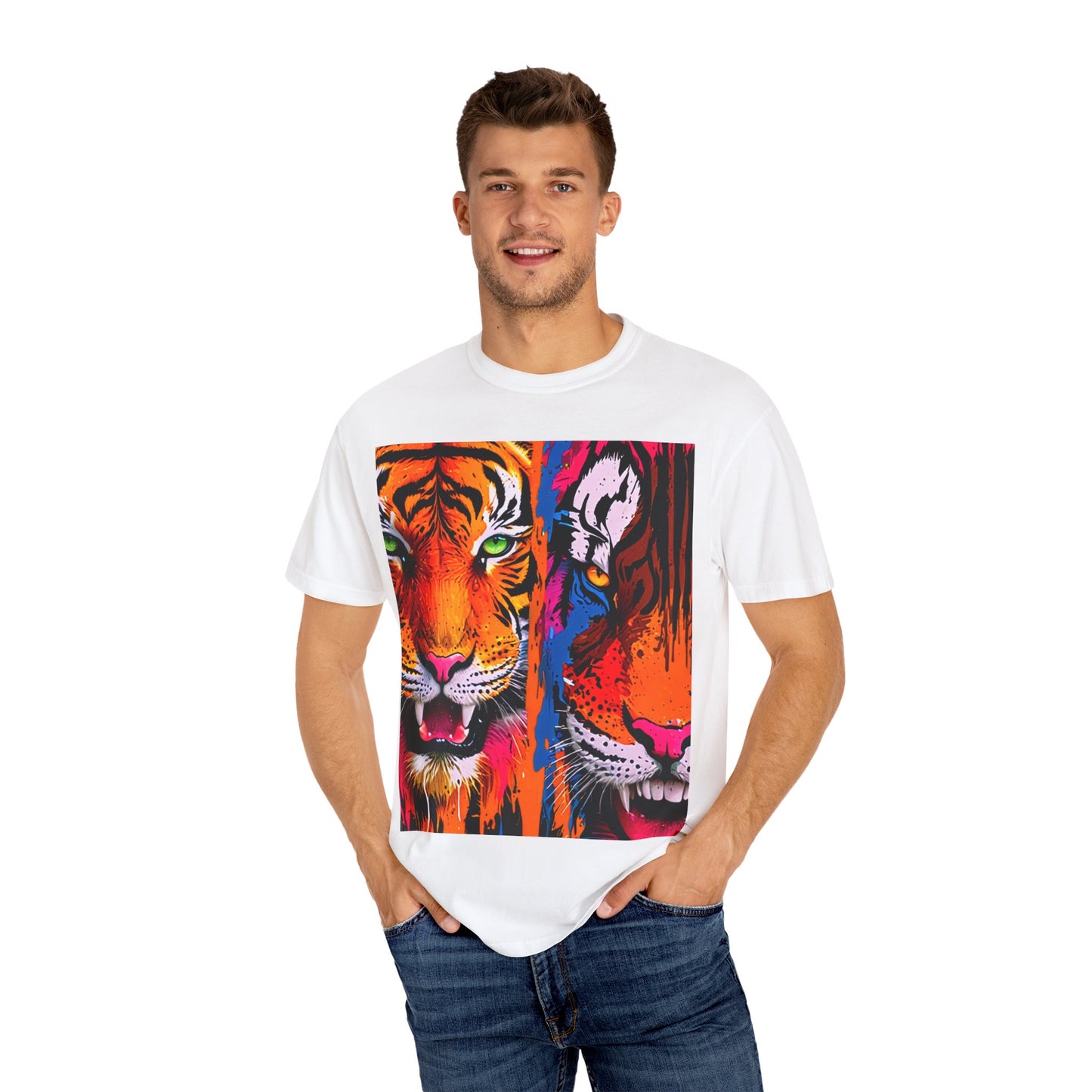 Vibrant Tiger Graphic Tee, Unisex T-shirt, Trendy Casual Wear, Wildlife Lover Gift, Summer Style, Festival Apparel