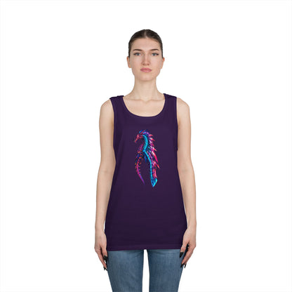 Dragon Art Unisex Heavy Cotton Tank Top, Casual Wear, Summer Fashion, Festival Outfit, Gift for Dragon Lovers