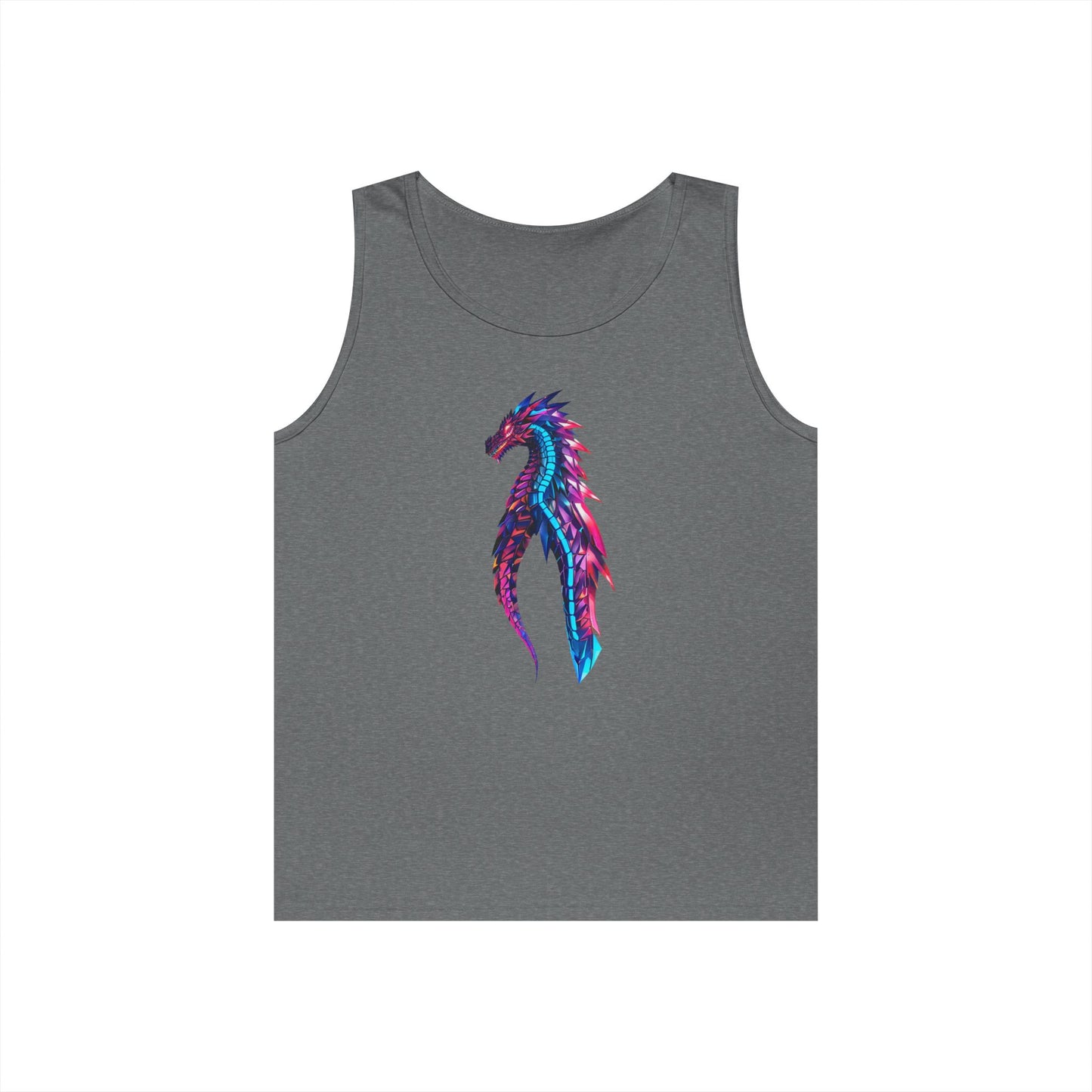 Dragon Art Unisex Heavy Cotton Tank Top, Casual Wear, Summer Fashion, Festival Outfit, Gift for Dragon Lovers