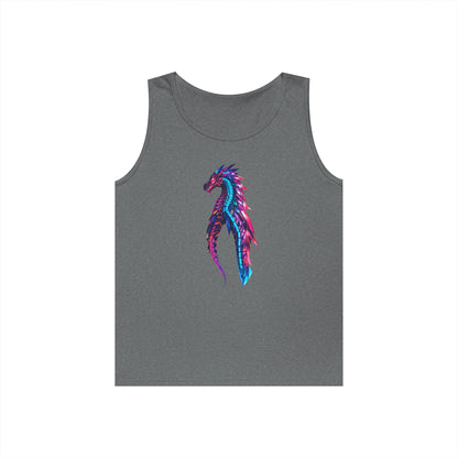 Dragon Art Unisex Heavy Cotton Tank Top, Casual Wear, Summer Fashion, Festival Outfit, Gift for Dragon Lovers