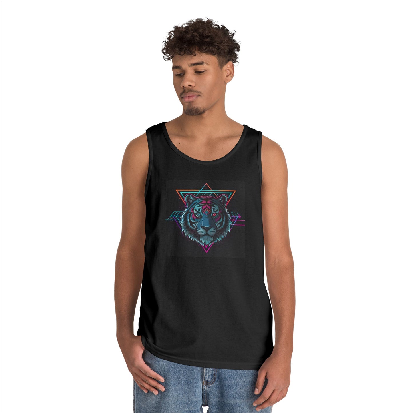 Geometric Tiger Graphic Tank Top, Stylish Unisex Tank, Summer Wear, Festival Fashion, Boho Chic Apparel