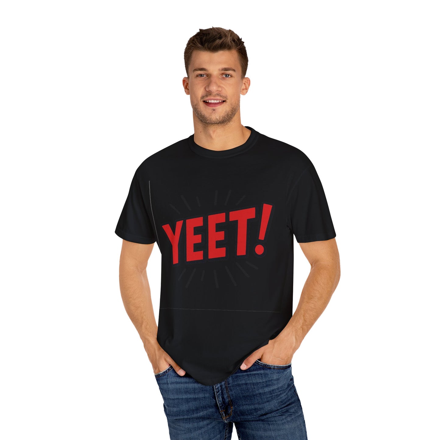 Funny 'YEET!' Unisex Garment-Dyed T-Shirt, Casual Tee, Gift for Teens, Trendy Wear, Humorous Shirt, Unique Fashion