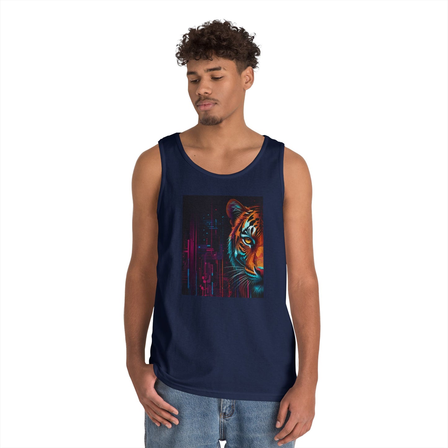 Fierce Tiger Graphic Tank Top - Unisex Summer Wear, Workout Top, Festival Outfit, Streetwear, Animal Lover Gift