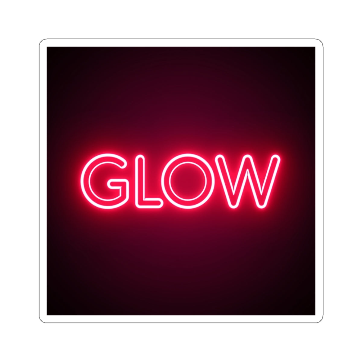 Glow Neon Sticker — Retro Pink Neon Kiss-Cut Decal for Laptops & Water Bottles