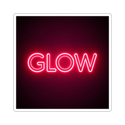 Glow Neon Sticker — Retro Pink Neon Kiss-Cut Decal for Laptops & Water Bottles