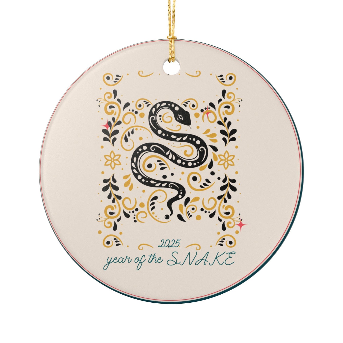 Year of the Snake 2025 Ceramic Ornament – Decorative Zodiac Holiday Hanging