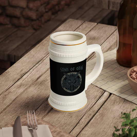 Viking Rune Beer Stein Mug —Sons of Odin Ceramic Stein