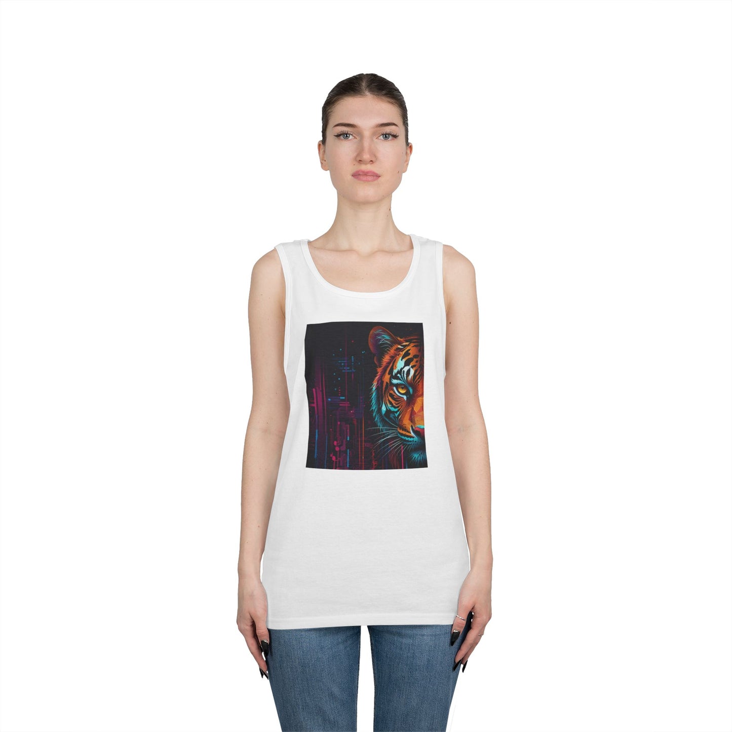 Fierce Tiger Graphic Tank Top - Unisex Summer Wear, Workout Top, Festival Outfit, Streetwear, Animal Lover Gift