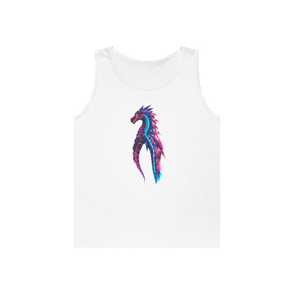 Dragon Art Unisex Heavy Cotton Tank Top, Casual Wear, Summer Fashion, Festival Outfit, Gift for Dragon Lovers