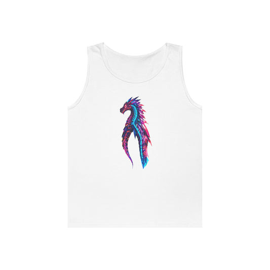 Dragon Art Unisex Heavy Cotton Tank Top, Casual Wear, Summer Fashion, Festival Outfit, Gift for Dragon Lovers