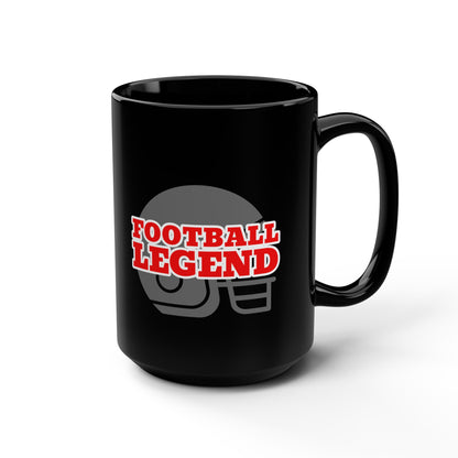 Football Legend Black 15oz Mug — Retro Helmet Design